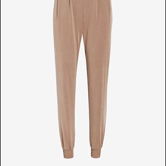 Express Super High Waisted Silky Sueded Jersey Joggers Blush Taupe XL NWT - Picture 9 of 12